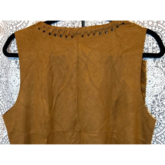 Hippie Costume Set With Fringe Vest Feather Earrings Beaded Headband & Round Sun - Picture 5 of 10